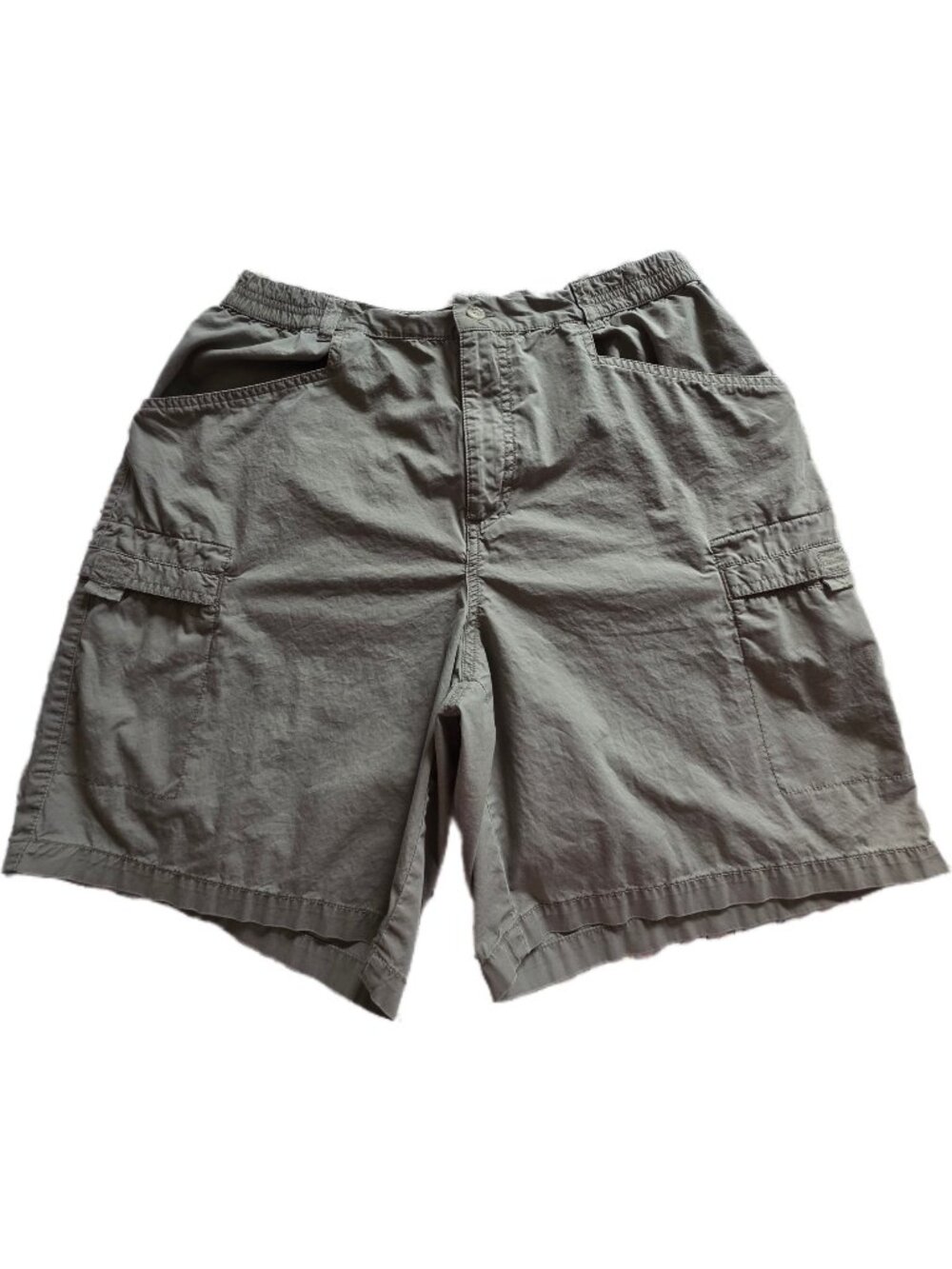 Vintage Columbia Womens 14 High Waisted Cotton Poplin Cargo Shorts Khaki Y2K